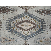 Load image into Gallery viewer, 3&#39;1&quot;x5&#39;2&quot; Pale Smoke Gray, Persian Village Influence with Geometrical Medallions, Denser Weave, Pure Wool, Hand Knotted, Oriental Rug FWR508548