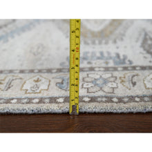 Load image into Gallery viewer, 3&#39;1&quot;x5&#39;2&quot; Pale Smoke Gray, Persian Village Influence with Geometrical Medallions, Denser Weave, Pure Wool, Hand Knotted, Oriental Rug FWR508548