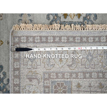 Load image into Gallery viewer, 4&#39;x10&#39;1&quot; Rhino Gray, Organic Wool, Persian Village Inspired With Geometrical Medallion Designs, Denser Weave, Hand Knotted, Wide Runner Oriental Rug FWR508554