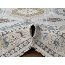 Load image into Gallery viewer, 9&#39;1&quot;x12&#39; Chrome Gray, Hand Knotted, Soft and Velvety Wool, Persian Village Influence and Geometrical Medallions, Densely Woven, Oriental Rug FWR508560
