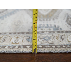 3'1"x5'1" Perfect Gray, Natural Dyes, Densely Woven, Organic Wool, Hand Knotted Persian Village Inspired Geometric Medallions, Oriental Rug FWR508608