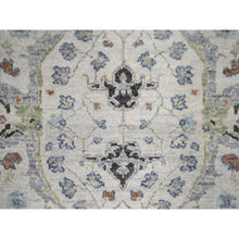 Load image into Gallery viewer, 2&#39;6&quot;x9&#39;10&quot; Pastel Gray, Oushak With Floral Motifs, Natural Wool, Denser Weave, Hand Knotted, Runner Oriental Rug FWR508626