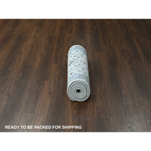 Load image into Gallery viewer, 2&#39;6&quot;x9&#39;10&quot; Pastel Gray, Oushak With Floral Motifs, Natural Wool, Denser Weave, Hand Knotted, Runner Oriental Rug FWR508626