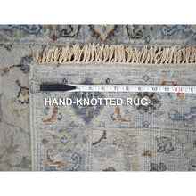 Load image into Gallery viewer, 2&#39;6&quot;x9&#39;10&quot; Pastel Gray, Oushak With Floral Motifs, Natural Wool, Denser Weave, Hand Knotted, Runner Oriental Rug FWR508626