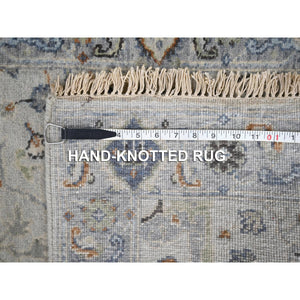 2'6"x9'10" Pastel Gray, Oushak with Floral Motifs, Natural Wool, Denser Weave, Hand Knotted, Runner Oriental Rug FWR508626