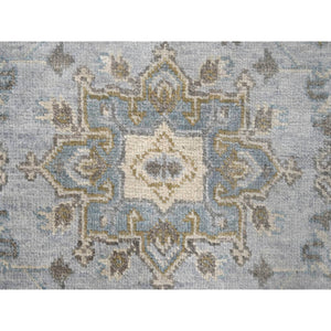 2'x3' Lavender Gray, Vegetable Dyes, Karajeh Design with Geometric Medallion, 100% Wool, Hand Knotted, Mat Oriental Rug FWR508692
