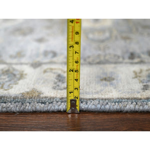 2'x3' Lavender Gray, Vegetable Dyes, Karajeh Design with Geometric Medallion, 100% Wool, Hand Knotted, Mat Oriental Rug FWR508692