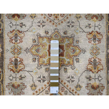 Load image into Gallery viewer, 2&#39;8&quot;x12&#39; Timberwolf Gray With Taupe Brown, Hand Knotted Karajeh And Geometric Medallion Design, Natural Dyes, Pure Wool, Runner Oriental Rug FWR508710