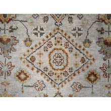 Load image into Gallery viewer, 2&#39;8&quot;x12&#39; Timberwolf Gray With Taupe Brown, Hand Knotted Karajeh And Geometric Medallion Design, Natural Dyes, Pure Wool, Runner Oriental Rug FWR508710