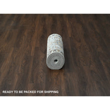 Load image into Gallery viewer, 2&#39;8&quot;x12&#39; Timberwolf Gray With Taupe Brown, Hand Knotted Karajeh And Geometric Medallion Design, Natural Dyes, Pure Wool, Runner Oriental Rug FWR508710