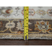 Load image into Gallery viewer, 2&#39;8&quot;x12&#39; Timberwolf Gray With Taupe Brown, Hand Knotted Karajeh And Geometric Medallion Design, Natural Dyes, Pure Wool, Runner Oriental Rug FWR508710