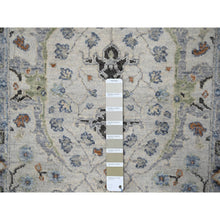 Load image into Gallery viewer, 2&#39;6&quot;x9&#39;10&quot; Owl and Slate Gray, Hand Knotted Oushak Dense Weave Design with Floral Motifs, Vegetable Dyes, Natural Wool, Runner Oriental Rug FWR508716