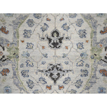 Load image into Gallery viewer, 2&#39;6&quot;x9&#39;10&quot; Owl and Slate Gray, Hand Knotted Oushak Dense Weave Design with Floral Motifs, Vegetable Dyes, Natural Wool, Runner Oriental Rug FWR508716