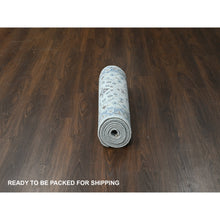 Load image into Gallery viewer, 2&#39;6&quot;x9&#39;10&quot; Owl and Slate Gray, Hand Knotted Oushak Dense Weave Design with Floral Motifs, Vegetable Dyes, Natural Wool, Runner Oriental Rug FWR508716