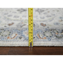 Load image into Gallery viewer, 2&#39;6&quot;x9&#39;10&quot; Owl and Slate Gray, Hand Knotted Oushak Dense Weave Design with Floral Motifs, Vegetable Dyes, Natural Wool, Runner Oriental Rug FWR508716