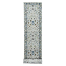 Load image into Gallery viewer, 2&#39;6&quot;x19&#39;9&quot; Seraph With Whale Gray, Oushak with Floral Motifs, Denser Weave, 100% Wool XL Runner Hand Knotted Oriental Rug FWR508752
