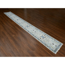 Load image into Gallery viewer, 2&#39;6&quot;x19&#39;9&quot; Seraph With Whale Gray, Oushak With Floral Motifs, Denser Weave, 100% Wool Xl Runner Hand Knotted Oriental Rug FWR508752