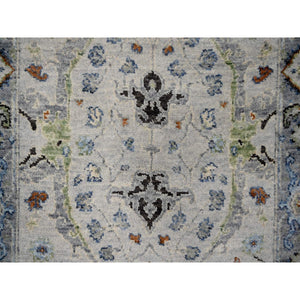 2'6"x19'9" Seraph With Whale Gray, Oushak with Floral Motifs, Denser Weave, 100% Wool XL Runner Hand Knotted Oriental Rug FWR508752