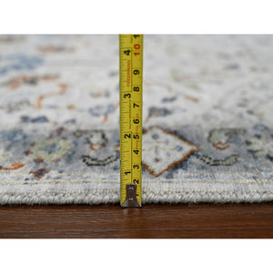 2'6"x19'9" Seraph With Whale Gray, Oushak With Floral Motifs, Denser Weave, 100% Wool Xl Runner Hand Knotted Oriental Rug FWR508752