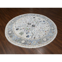 Load image into Gallery viewer, 10&#39;x10&#39; Whirlwind With Timber Wolf Gray, Vegetable Dyes, Natural Wool, Hand Knotted Floral Motifs Oushak Oriental Round Rug FWR508764
