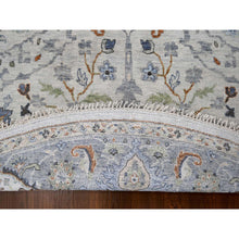 Load image into Gallery viewer, 10&#39;x10&#39; Whirlwind With Timber Wolf Gray, Vegetable Dyes, Natural Wool, Hand Knotted Floral Motifs Oushak Oriental Round Rug FWR508764