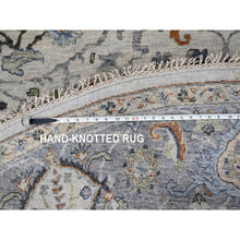 Load image into Gallery viewer, 10&#39;x10&#39; Whirlwind With Timber Wolf Gray, Vegetable Dyes, Natural Wool, Hand Knotted Floral Motifs Oushak Oriental Round Rug FWR508764