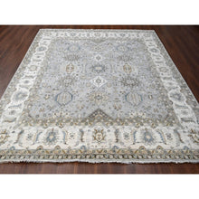 Load image into Gallery viewer, 11&#39;x11&#39; Agreeable Gray And Delicate White, Karajeh With All Over Geometric Design, Hand Knotted, Squarish Oriental 100% Wool Rug FWR508788