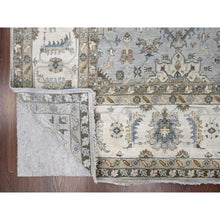 Load image into Gallery viewer, 11&#39;x11&#39; Agreeable Gray And Delicate White, Karajeh With All Over Geometric Design, Hand Knotted, Squarish Oriental 100% Wool Rug FWR508788