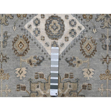 Load image into Gallery viewer, 11&#39;x11&#39; Agreeable Gray And Delicate White, Karajeh With All Over Geometric Design, Hand Knotted, Squarish Oriental 100% Wool Rug FWR508788