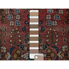 Load image into Gallery viewer, 2&#39;5&quot;x5&#39;10&quot; Blush Red, Vintage Persian Lilahan With All Over Design, Distinct Abrash, Shaved Low, Zero Pile, Sides And Ends Professionally Secured, Hand Knotted, Pure Wool, Fragment, Runner, Oriental Rug FWR5082