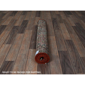 2'5"x5'10" Blush Red, Vintage Persian Lilahan with All Over Design, Distinct Abrash, Shaved Low, Zero Pile, Sides and Ends Professionally Secured, Hand Knotted, Pure Wool, Fragment, Runner, Oriental Rug Sh847 FWR5082