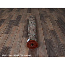 Load image into Gallery viewer, 2&#39;5&quot;x5&#39;10&quot; Blush Red, Vintage Persian Lilahan With All Over Design, Distinct Abrash, Shaved Low, Zero Pile, Sides And Ends Professionally Secured, Hand Knotted, Pure Wool, Fragment, Runner, Oriental Rug FWR5082