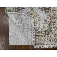 Load image into Gallery viewer, 2&#39;8&quot;x10&#39;1&quot; Rhinestone Gray With Sand White, Geometric Motifs Persian Village, Hand Knotted, Densely Woven Organic Wool, Runner Oriental Rug FWR508806