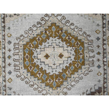 Load image into Gallery viewer, 2&#39;8&quot;x10&#39;1&quot; Rhinestone Gray With Sand White, Geometric Motifs Persian Village, Hand Knotted, Densely Woven Organic Wool, Runner Oriental Rug FWR508806