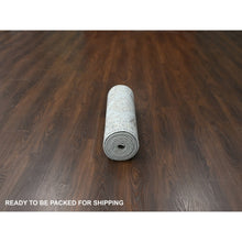 Load image into Gallery viewer, 2&#39;8&quot;x10&#39;1&quot; Rhinestone Gray With Sand White, Geometric Motifs Persian Village, Hand Knotted, Densely Woven Organic Wool, Runner Oriental Rug FWR508806