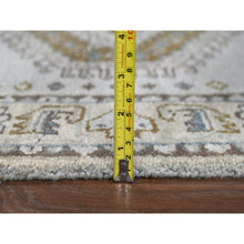 Load image into Gallery viewer, 2&#39;8&quot;x10&#39;1&quot; Rhinestone Gray With Sand White, Geometric Motifs Persian Village, Hand Knotted, Densely Woven Organic Wool, Runner Oriental Rug FWR508806