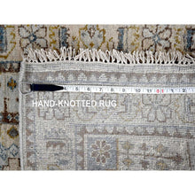 Load image into Gallery viewer, 2&#39;8&quot;x10&#39;1&quot; Rhinestone Gray With Sand White, Geometric Motifs Persian Village, Hand Knotted, Densely Woven Organic Wool, Runner Oriental Rug FWR508806