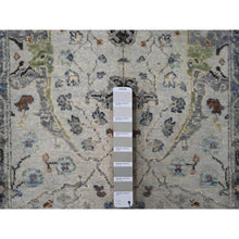 Load image into Gallery viewer, 2&#39;7&quot;x21&#39;8&quot; Seagull Gray, Hand Knotted Natural Dyes Oushak with Floral Motifs, Densely Woven, All Wool, XL Runner Oriental Rug FWR508848
