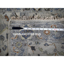 Load image into Gallery viewer, 2&#39;7&quot;x21&#39;8&quot; Seagull Gray, Hand Knotted Natural Dyes Oushak with Floral Motifs, Densely Woven, All Wool, XL Runner Oriental Rug FWR508848