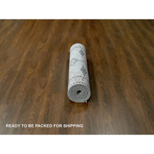 Load image into Gallery viewer, 4&#39;3&quot;x12&#39; Intellectual Gray, Geometric Patterns Persian Village Influence Design, Densely Woven, Hand Knotted, Vegetable Dyes Extra Soft Wool, Runner Oriental Rug FWR508908