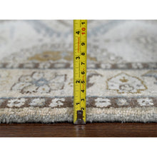 Load image into Gallery viewer, 4&#39;3&quot;x12&#39; Intellectual Gray, Geometric Patterns Persian Village Influence Design, Densely Woven, Hand Knotted, Vegetable Dyes Extra Soft Wool, Runner Oriental Rug FWR508908