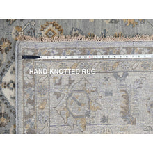 Load image into Gallery viewer, 9&#39;x12&#39; Stardew Gray, Karajeh 100% Wool Geometric Patterns, Oriental Hand Knotted Rug FWR508926
