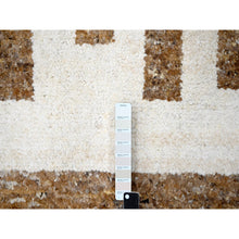 Load image into Gallery viewer, 8&#39;3&quot;x9&#39;9&quot; Beaver Brown and Sand White, Thick and Soft Pile, Vegetable Dyes, Hand Knotted Minimalist Stripe Design, 100% Wool Oriental Rug FWR508932