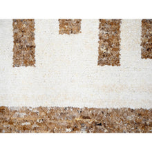 Load image into Gallery viewer, 8&#39;3&quot;x9&#39;9&quot; Beaver Brown and Sand White, Thick and Soft Pile, Vegetable Dyes, Hand Knotted Minimalist Stripe Design, 100% Wool Oriental Rug FWR508932