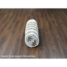 Load image into Gallery viewer, 8&#39;3&quot;x9&#39;9&quot; Beaver Brown and Sand White, Thick and Soft Pile, Vegetable Dyes, Hand Knotted Minimalist Stripe Design, 100% Wool Oriental Rug FWR508932