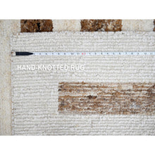 Load image into Gallery viewer, 8&#39;3&quot;x9&#39;9&quot; Beaver Brown and Sand White, Thick and Soft Pile, Vegetable Dyes, Hand Knotted Minimalist Stripe Design, 100% Wool Oriental Rug FWR508932
