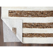 Load image into Gallery viewer, 9&#39;x11&#39;8&quot; Bole Brown, Plush Pile Minimalist Modern Stripe Design, Soft Wool Hand Knotted, Natural Dyes Oriental Rug FWR508938