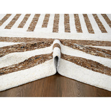 Load image into Gallery viewer, 9&#39;x11&#39;8&quot; Bole Brown, Plush Pile Minimalist Modern Stripe Design, Soft Wool Hand Knotted, Natural Dyes Oriental Rug FWR508938