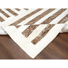 Load image into Gallery viewer, 9&#39;x11&#39;8&quot; Bole Brown, Plush Pile Minimalist Modern Stripe Design, Soft Wool Hand Knotted, Natural Dyes Oriental Rug FWR508938