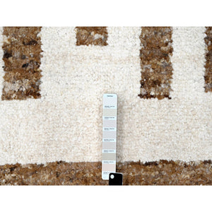9'x11'8" Bole Brown, Plush Pile Minimalist Modern Stripe Design, Soft Wool Hand Knotted, Natural Dyes Oriental Rug FWR508938